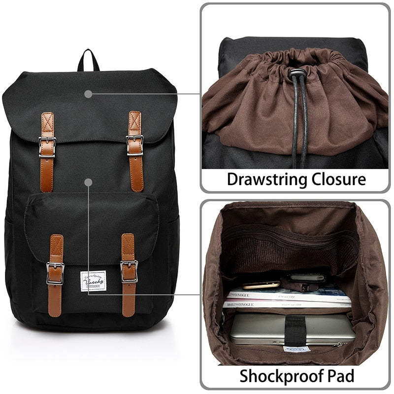 VASCHY  Men's Backpack Student Bag College High School Bags Travel Bag Laptop Backpack bookbag  women backpack