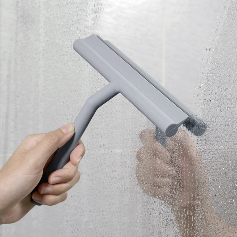 Shower Squeegee Window Glass Wiper Silicone Scraper Cleaner Brush Long Handle Bathroom Mirror Wiper Scraper Cleaning Accessories