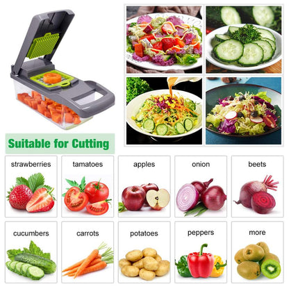 12pcs/set Vegetable cutter multifunctional Mandoline Slicer Fruit Potato Peeler Carrot Grater Kitchen accessories basket