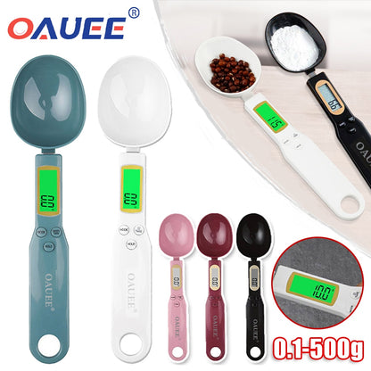 Oauee 500g Digital Measuring Spoon with Backlight LCD Display Kitchen Electronic Food Scale Tool 0.1g Precise for Milk Coffee