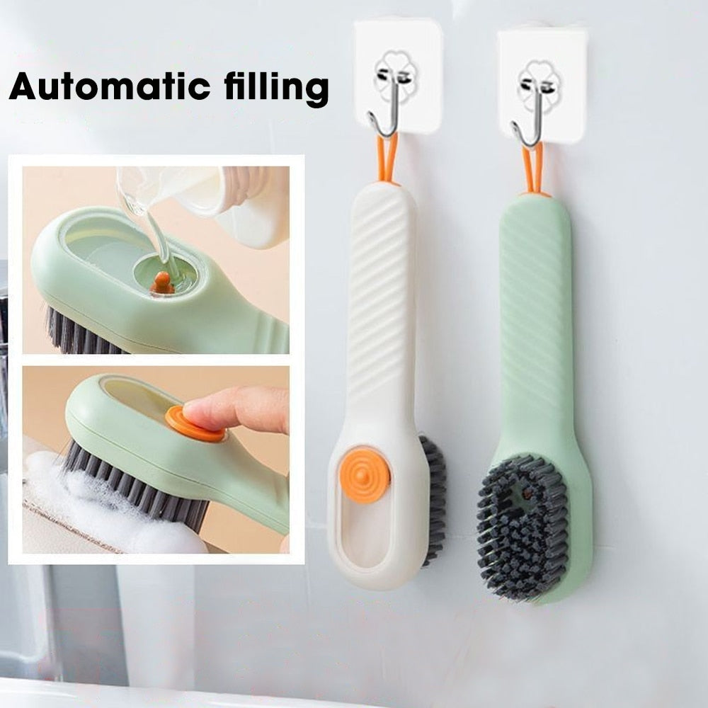 Multifunctional Shoe Brushes With Soap Dispenser Long Handle Brush Cleaner For Clothes Shoes Household Laundry Cleaning Brush