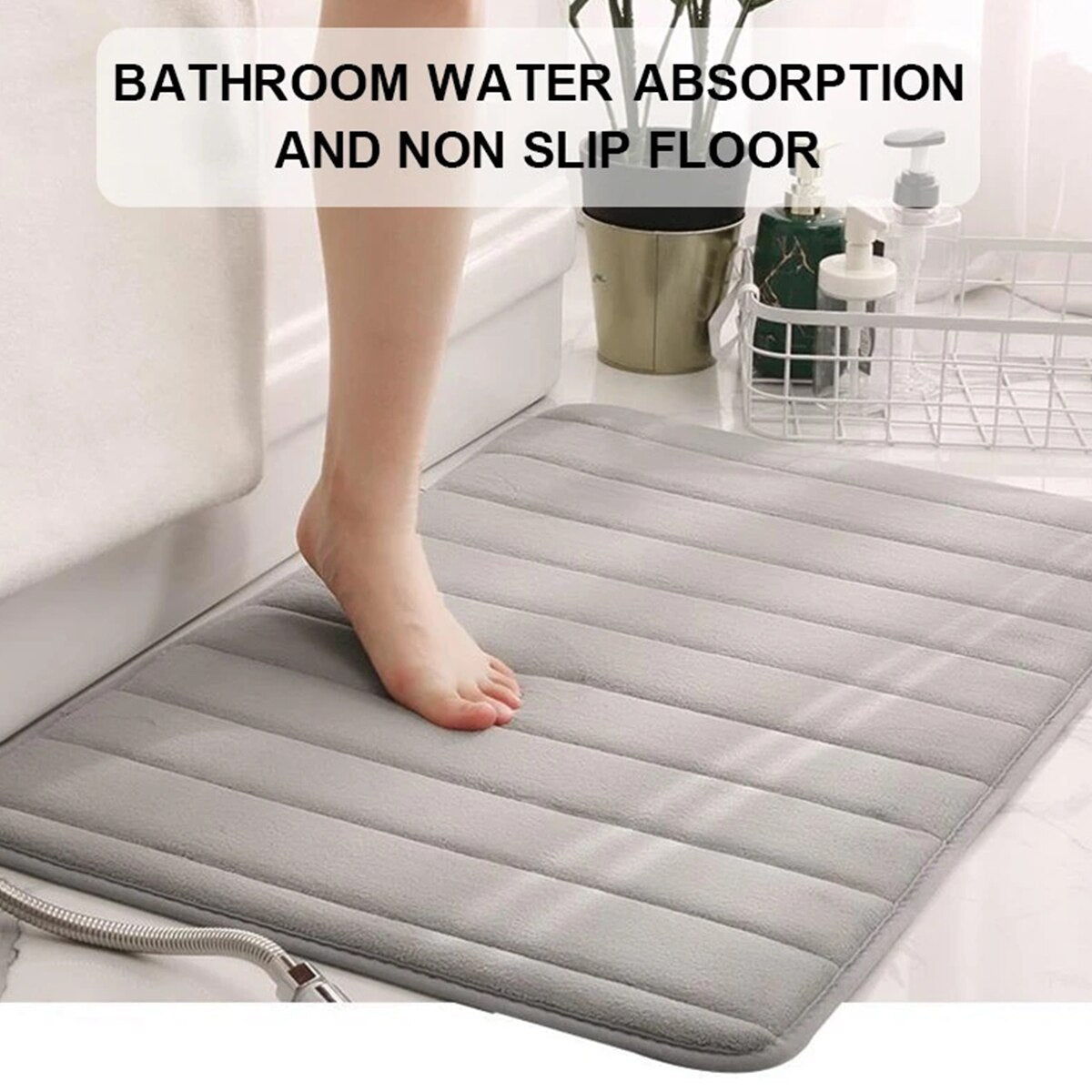 Bath Mat Ultra Soft Water Absorbent Floor Mat Anti-Slip Bathroom Rug Washable Bath Tub Shower Mat Decorative Memory Sponge Floor