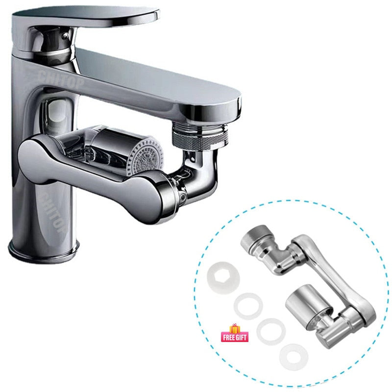 1080° Universal Rotation Faucet Sprayer Head Dual Effluent Washbasin Kitchen Robot Arm Extension Faucets Aerator Bubbler Nozzle